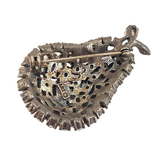 Vintage Signed ART Pear Fruit AB Aurora Borealis Blue Rhinestone Brooch - Picture 6 of 7